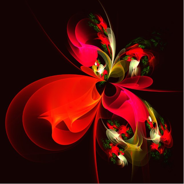Red Green Floral Modern Abstract Art Pattern #02 Cutout (Front)