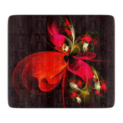 Red Green Floral Modern Abstract Art Pattern 02 Cutting Board