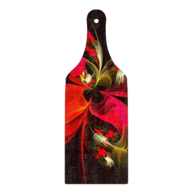 Red Green Floral Modern Abstract Art Pattern #02 Cutting Board (Front)