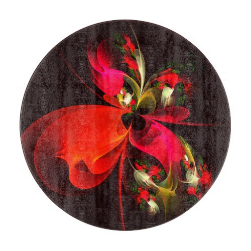 Red Green Floral Modern Abstract Art Pattern 02 Cutting Board