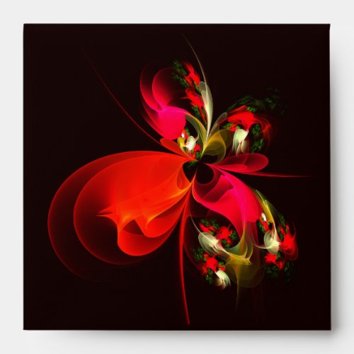 Red Green Floral Modern Abstract Art Pattern 02 Envelope