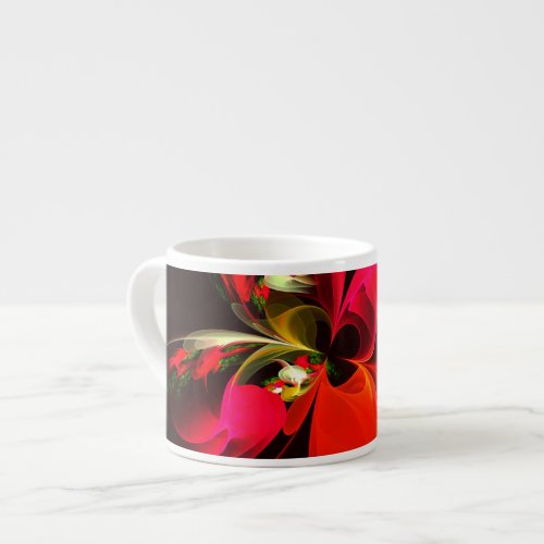 Red Green Floral Modern Abstract Art Pattern 02 Espresso Cup