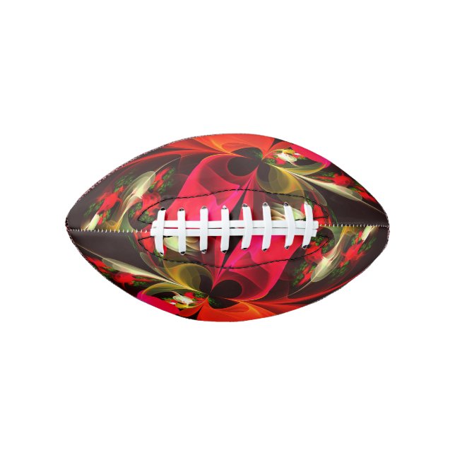 Red Green Floral Modern Abstract Art Pattern #02 Football (Front)