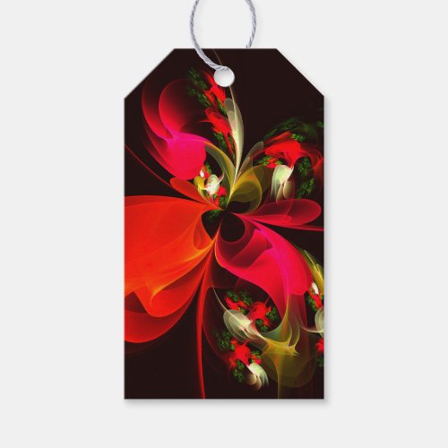 Red Green Floral Modern Abstract Art Pattern 02 Gift Tags