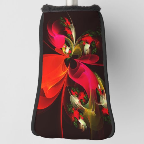 Red Green Floral Modern Abstract Art Pattern 02 Golf Head Cover