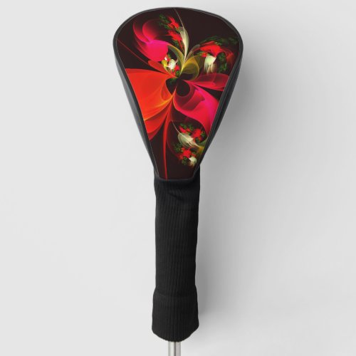 Red Green Floral Modern Abstract Art Pattern 02 Golf Head Cover