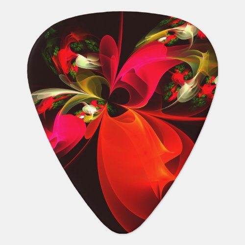 Red Green Floral Modern Abstract Art Pattern 02 Guitar Pick