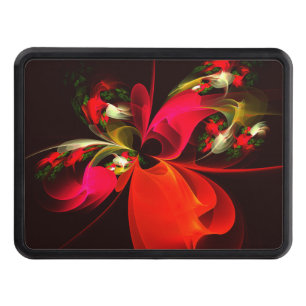 Red Green Floral Modern Abstract Art Pattern #02 Hitch Cover