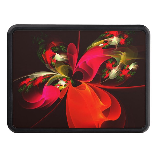 Red Green Floral Modern Abstract Art Pattern #02 Hitch Cover (Front)