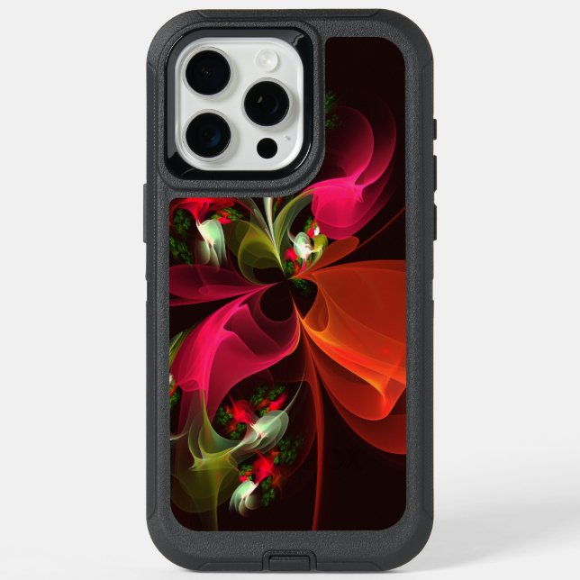 Red Green Floral Modern Abstract Art Pattern #02 iPhone 15 Pro Max Case (Back)