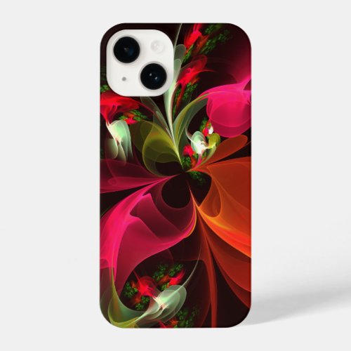 Red Green Floral Modern Abstract Art Pattern 02 iPhone 14 Case