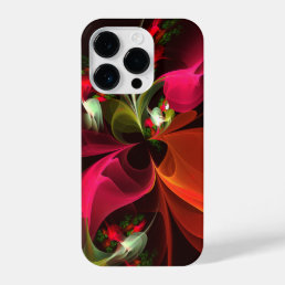 Red Green Floral Modern Abstract Art Pattern #02 iPhone 14 Pro Case