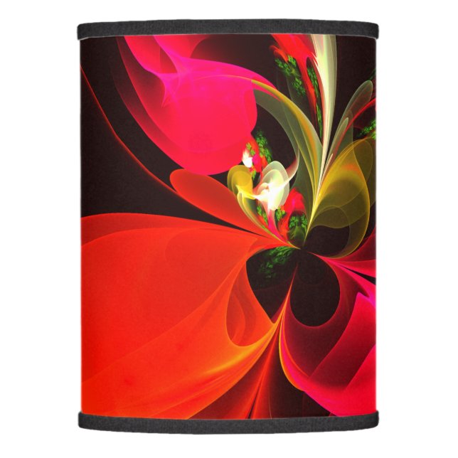 Red Green Floral Modern Abstract Art Pattern #02 Lamp Shade (Front)