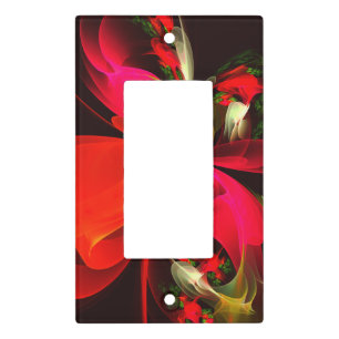 Red Green Floral Modern Abstract Art Pattern #02 Light Switch Cover