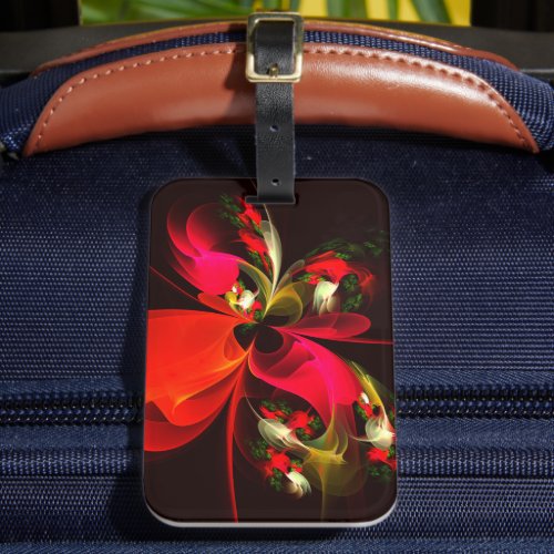 Red Green Floral Modern Abstract Art Pattern 02 Luggage Tag