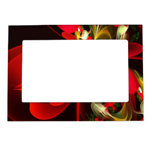 Red Green Floral Modern Abstract Art Pattern #02 Magnetic Frame