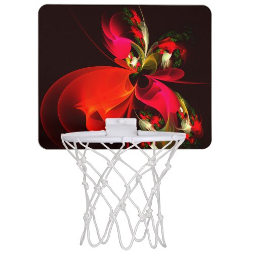 Red Green Floral Modern Abstract Art Pattern 02 Mini Basketball Hoop