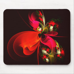 Red Green Floral Modern Abstract Art Pattern #02 Mouse Pad