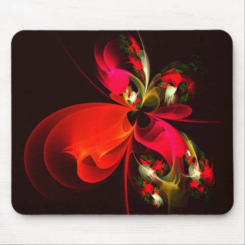 Red Green Floral Modern Abstract Art Pattern 02 Mouse Pad