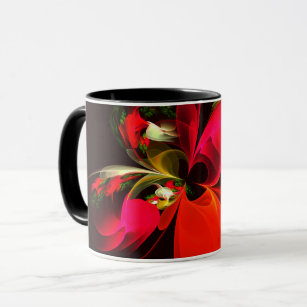 Red Green Floral Modern Abstract Art Pattern #02 Mug