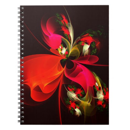 Red Green Floral Modern Abstract Art Pattern 02 Notebook