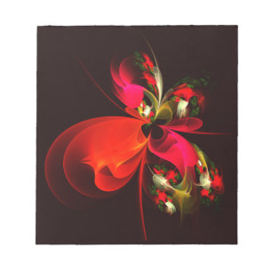 Red Green Floral Modern Abstract Art Pattern #02 Notepad