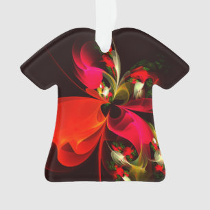 Red Green Floral Modern Abstract Art Pattern #02 Ornament