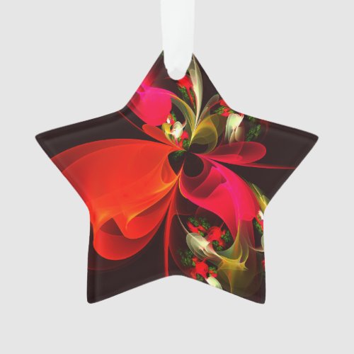 Red Green Floral Modern Abstract Art Pattern 02 Ornament