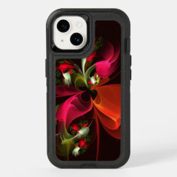 Red Green Floral Modern Abstract Art Pattern #02 OtterBox iPhone 14 Case