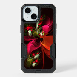 Red Green Floral Modern Abstract Art Pattern #02 iPhone 15 Case
