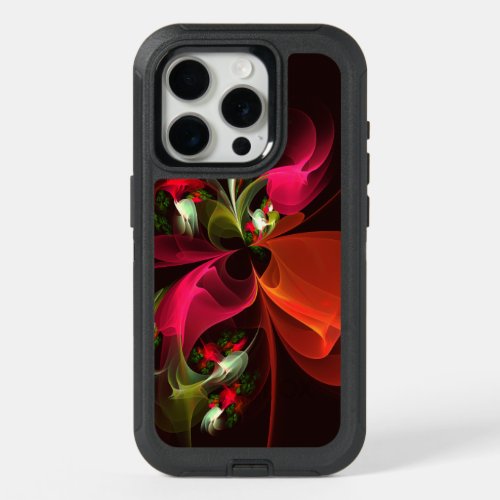 Red Green Floral Modern Abstract Art Pattern 02 iPhone 15 Pro Case