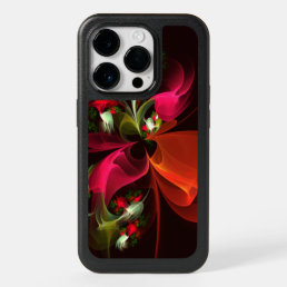 Red Green Floral Modern Abstract Art Pattern #02 OtterBox iPhone 14 Pro Case