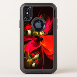 Red Green Floral Modern Abstract Art Pattern #02 OtterBox Defender iPhone X Case
