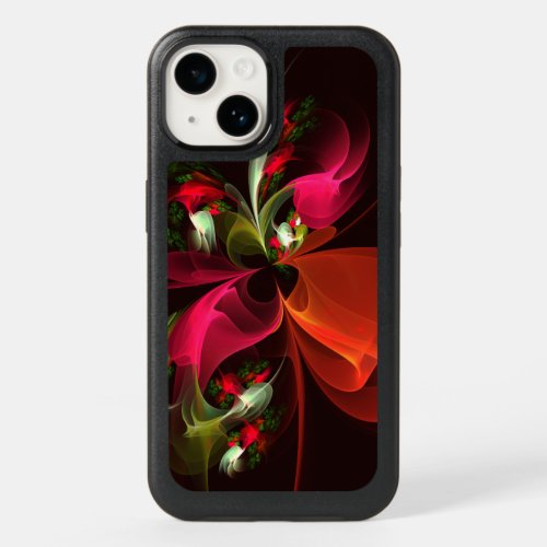 Red Green Floral Modern Abstract Art Pattern 02 OtterBox iPhone 14 Case