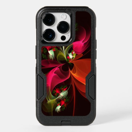 Red Green Floral Modern Abstract Art Pattern 02 OtterBox iPhone 14 Pro Case