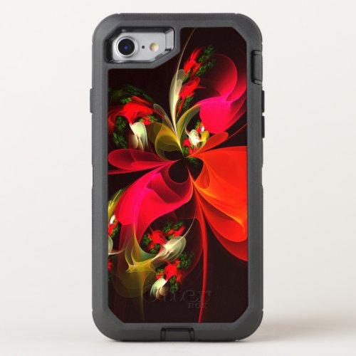 Red Green Floral Modern Abstract Art Pattern 02 OtterBox Defender iPhone SE87 Case