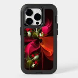 Red Green Floral Modern Abstract Art Pattern #02 OtterBox iPhone 14 Pro Case