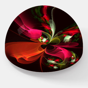 Red Green Floral Modern Abstract Art Pattern #02 Paperweight