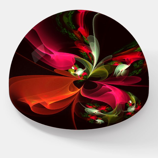 Red Green Floral Modern Abstract Art Pattern #02 Paperweight (Angled)