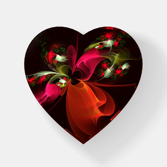 Red Green Floral Modern Abstract Art Pattern #02 Paperweight (Front)