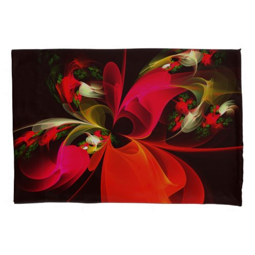Red Green Floral Modern Abstract Art Pattern 02 Pillow Case