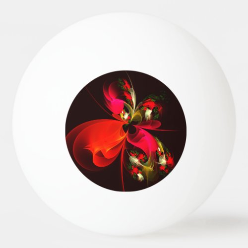 Red Green Floral Modern Abstract Art Pattern 02 Ping Pong Ball