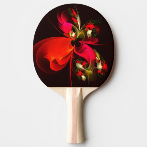 Red Green Floral Modern Abstract Art Pattern 02 Ping Pong Paddle