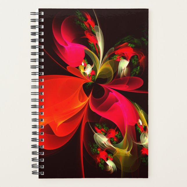 Red Green Floral Modern Abstract Art Pattern #02 Planner (Front)