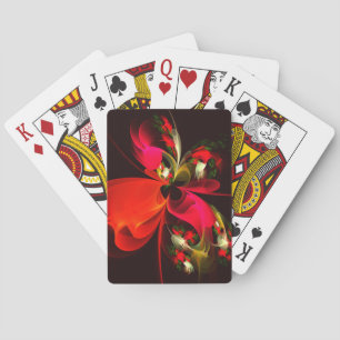 Red Green Floral Modern Abstract Art Pattern #02 Poker Cards