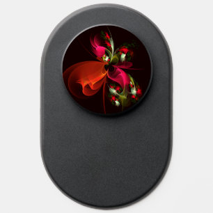 Red Green Floral Modern Abstract Art Pattern #02 PopSocket