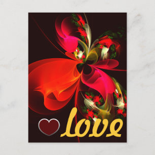 Red Green Floral Modern Abstract Art Pattern #02 Postcard