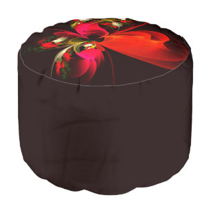 Red Green Floral Modern Abstract Art Pattern #02 Pouf