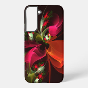 Red Green Floral Modern Abstract Art Pattern #02 Samsung Galaxy S22+ Case