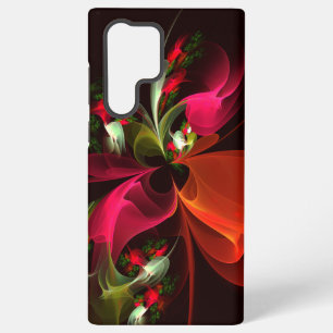 Red Green Floral Modern Abstract Art Pattern #02 Samsung Galaxy S22 Ultra Case